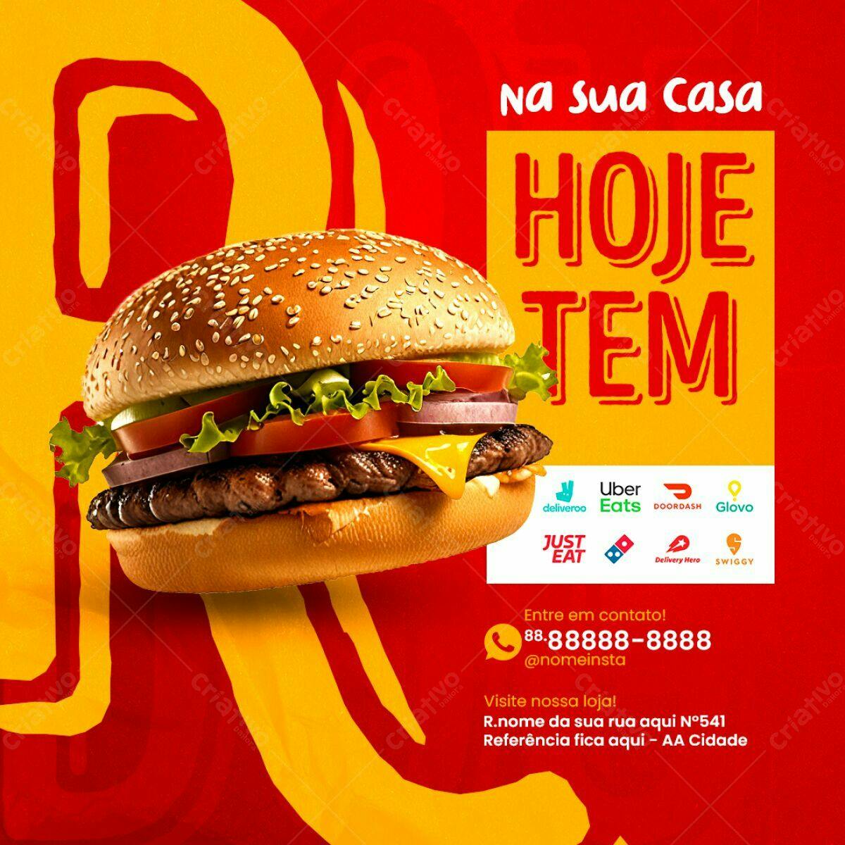 Flyer para Delivery de Hambúrguer PSD Editável