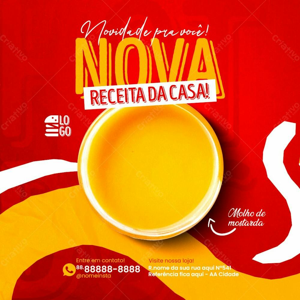 Feed Novo Receita Do Molho De Mostarda Caseira Social Media Lanchonete Psd Editável