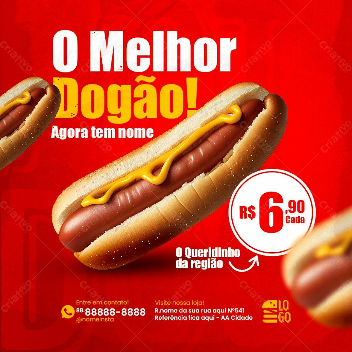 Flyer para Lançamento de Hot Dog PSD Editável