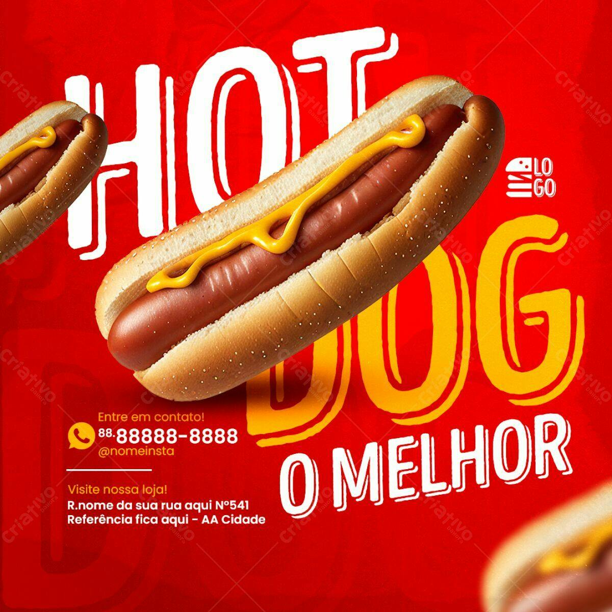 Flyer para Lançamento de Hot Dog PSD Editável