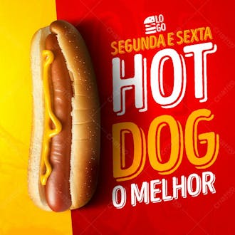 Feed segunda e sexta do hot dog social media lanchonete psd editável