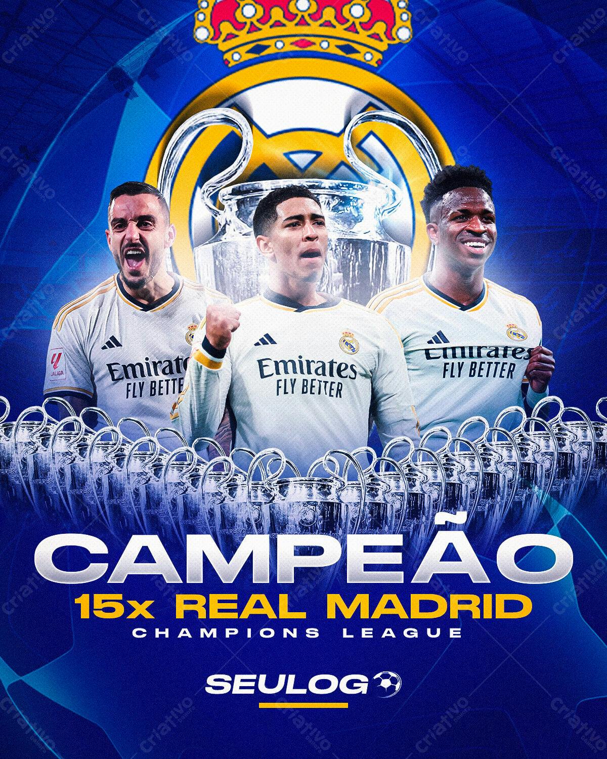 Flyer para Campeão 15x Real Madrid PSD Editável