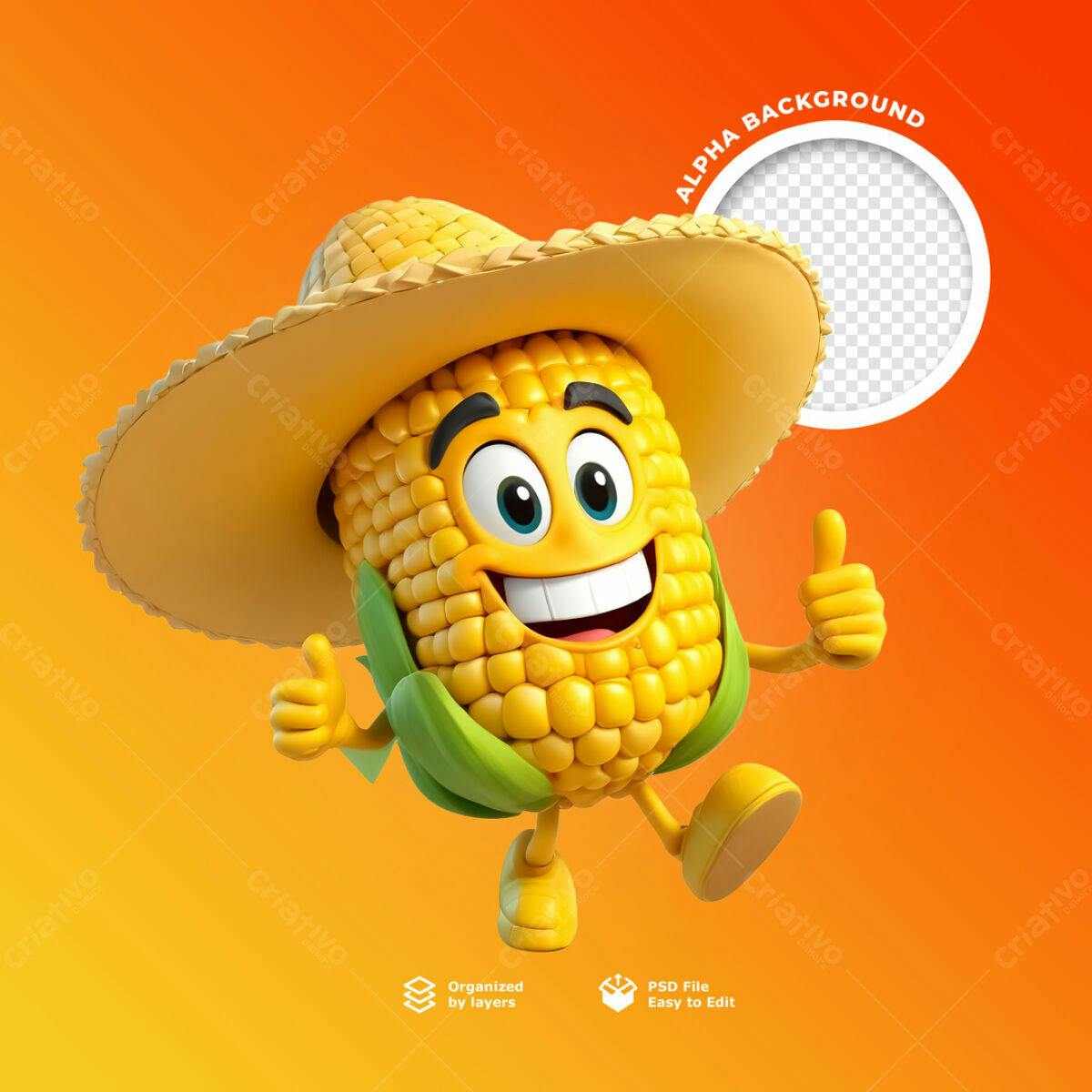 Postagem para Redes Sociais com Milho 3D PSD Editável