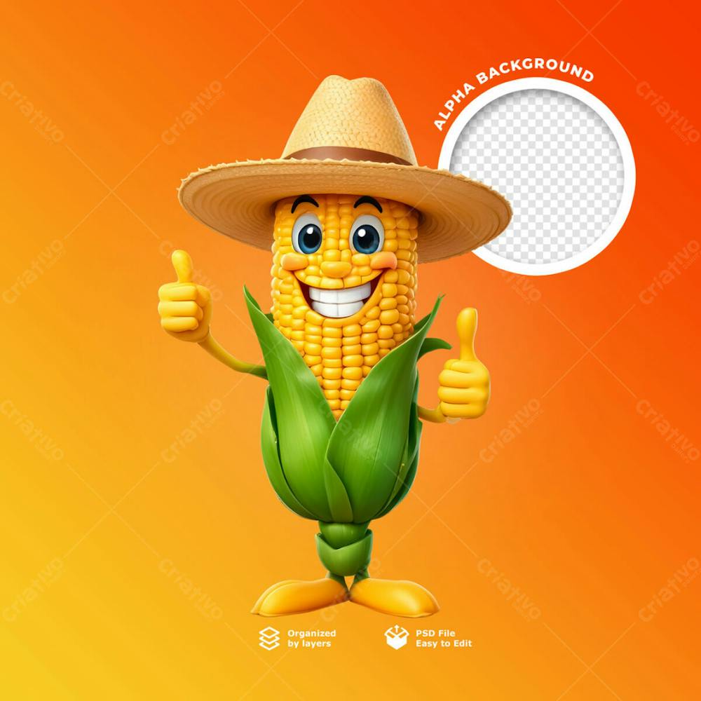 Um Personagem Milho Feliz Em 3D Para São Joao