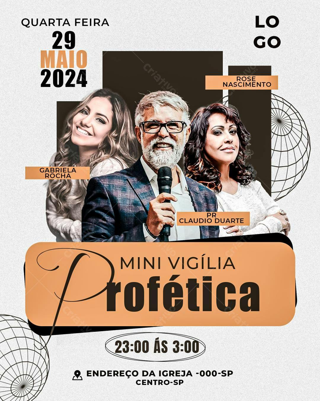 Flyer Mini Vigília Profética PSD Editável