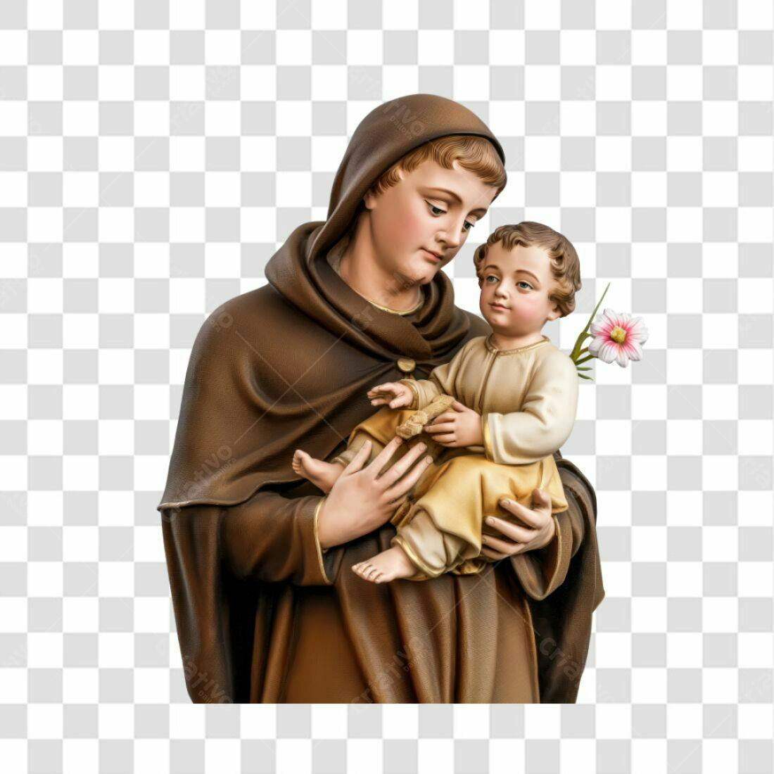 Icone Santo Antônio com o Menino Jesus PNG com fundo transparente