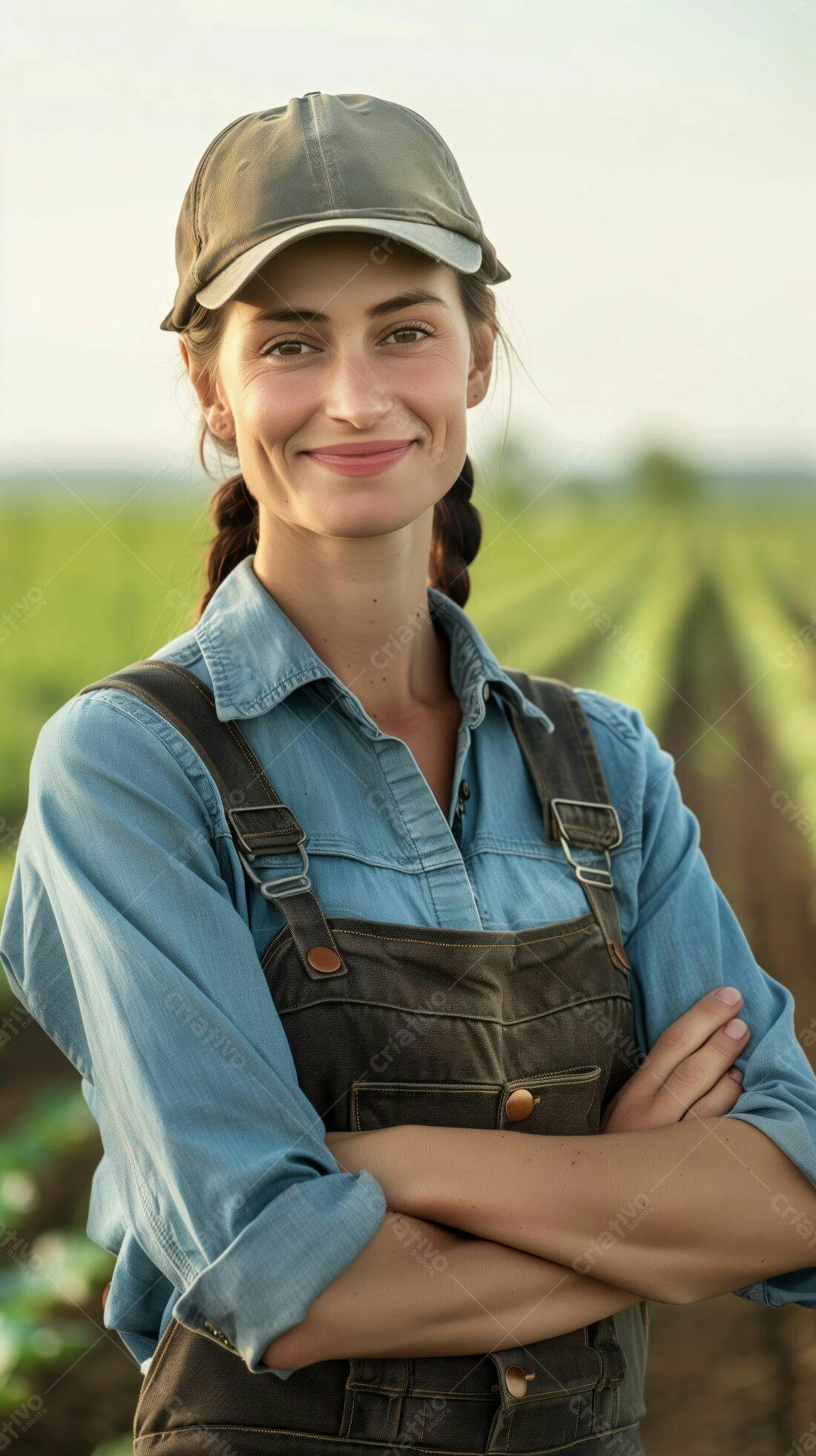 Fazendeira confiante em seu campo