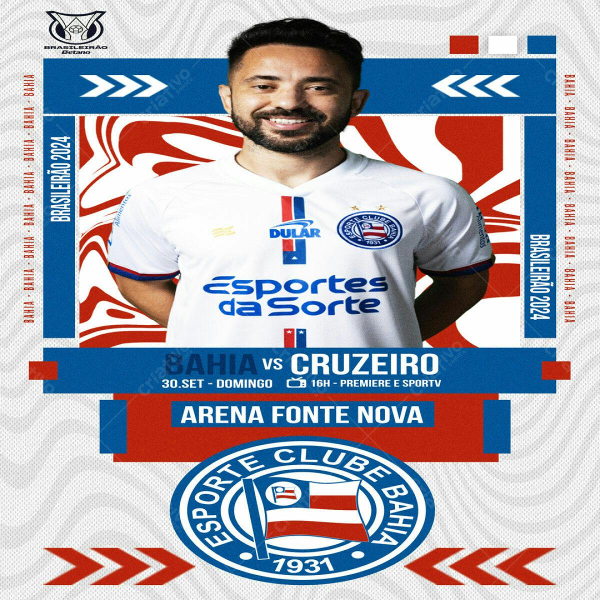 Flyer para Jogo Bahia x Cruzeiro PSD Editável
