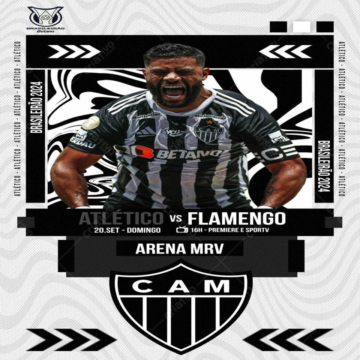 Post para Jogo Atlético x Flamengo PSD Editável