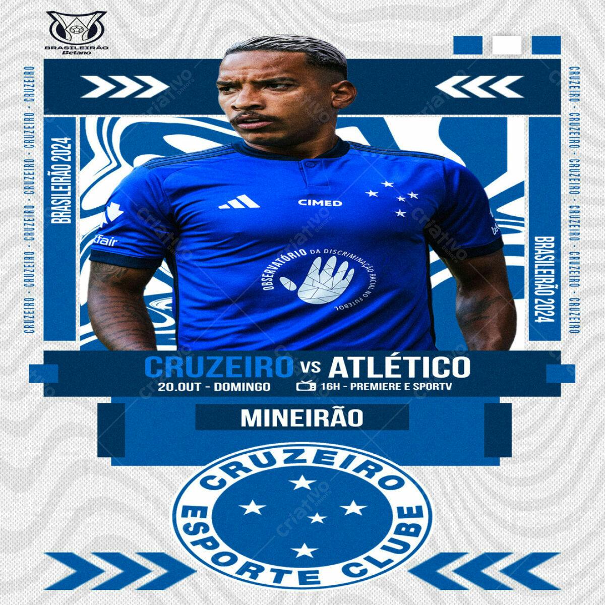 Flyer Futebol Cruzeiro x Atlético PSD Editável