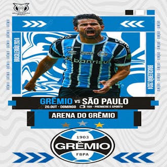 Flyer esportivo futebol brasileirão 2024 grêmio