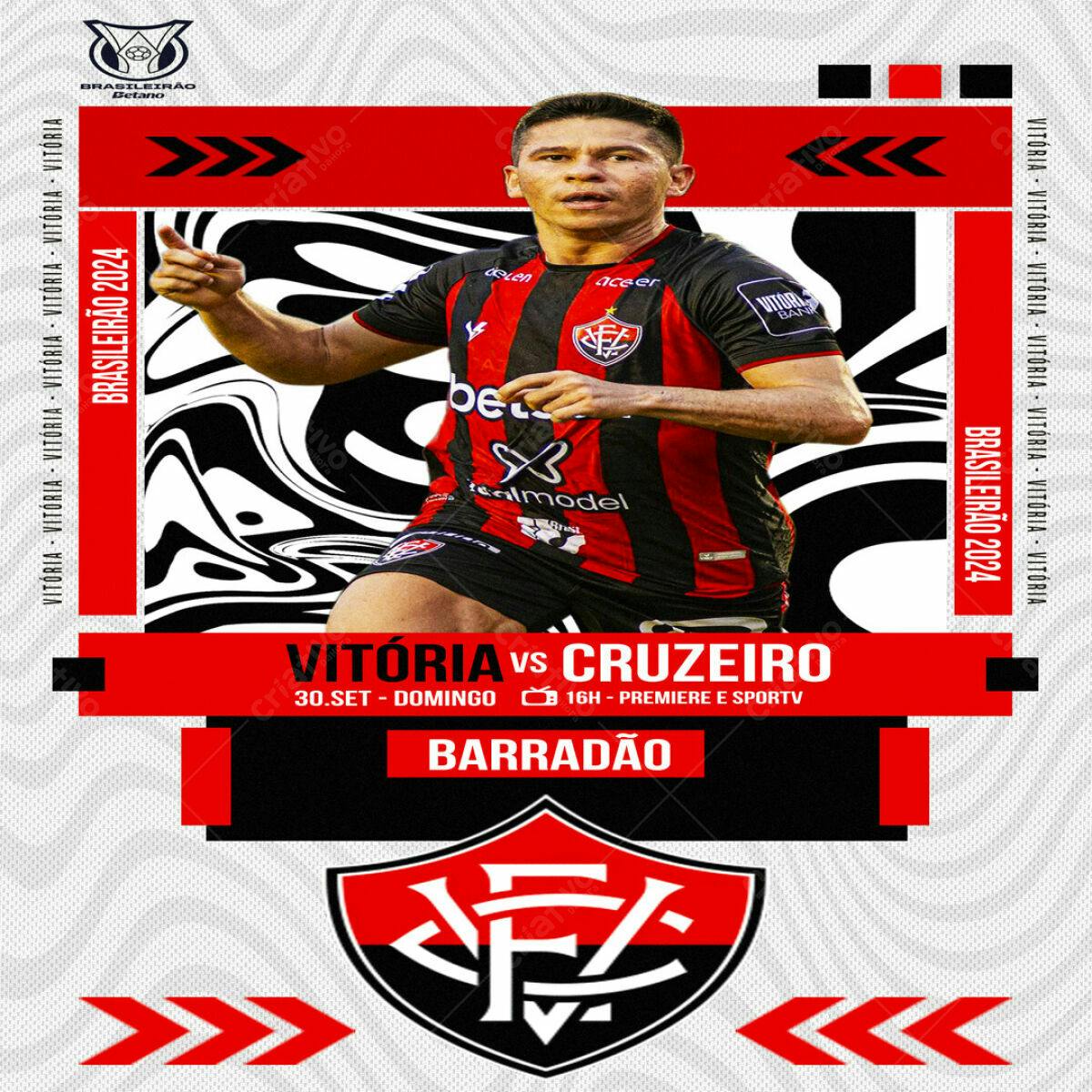 Flyer Vitória x Cruzeiro Brasileirão 2024 PSD Editável