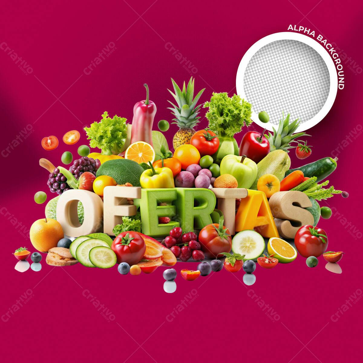 Flyer de Ofertas de Frutas e Verduras PSD Editável