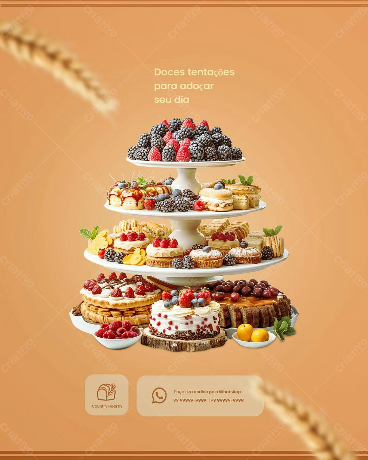 Flyer para Padaria com Doces PSD Editável