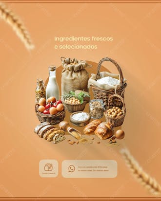 Ingredientes frescos e selecionados psd panificadora