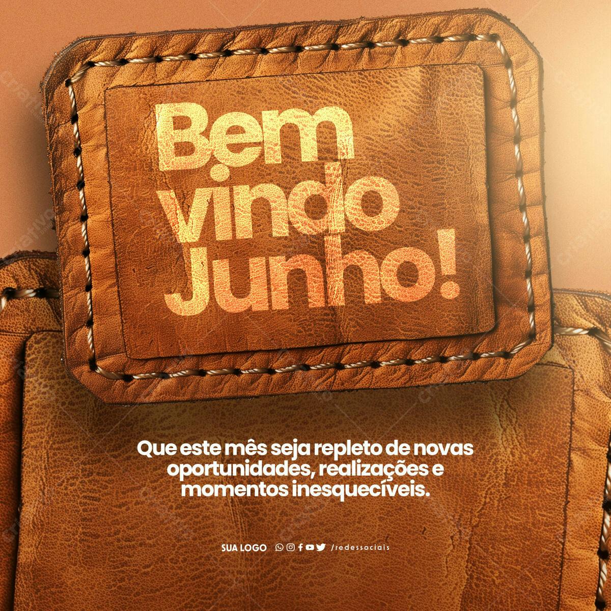 Postagem para Boas Vindas Junho PSD Editável