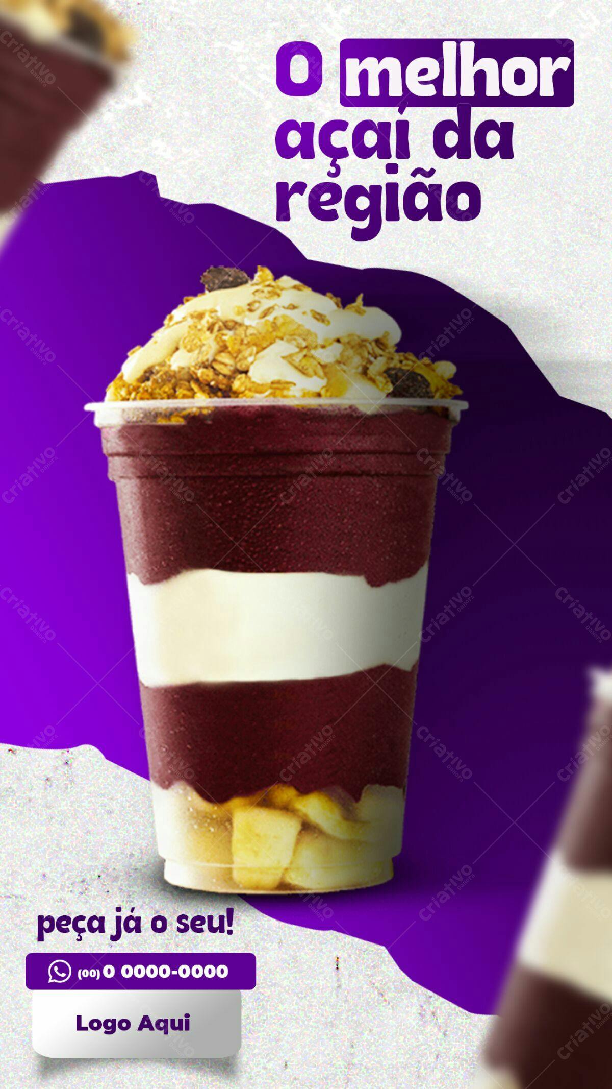 Flyer para Venda de Açaí PSD Editável