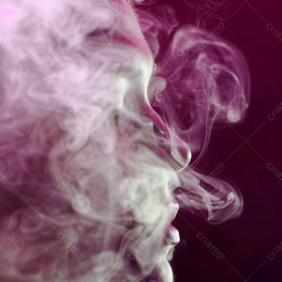 Rosto em Nuvem de Fumaça Rosa