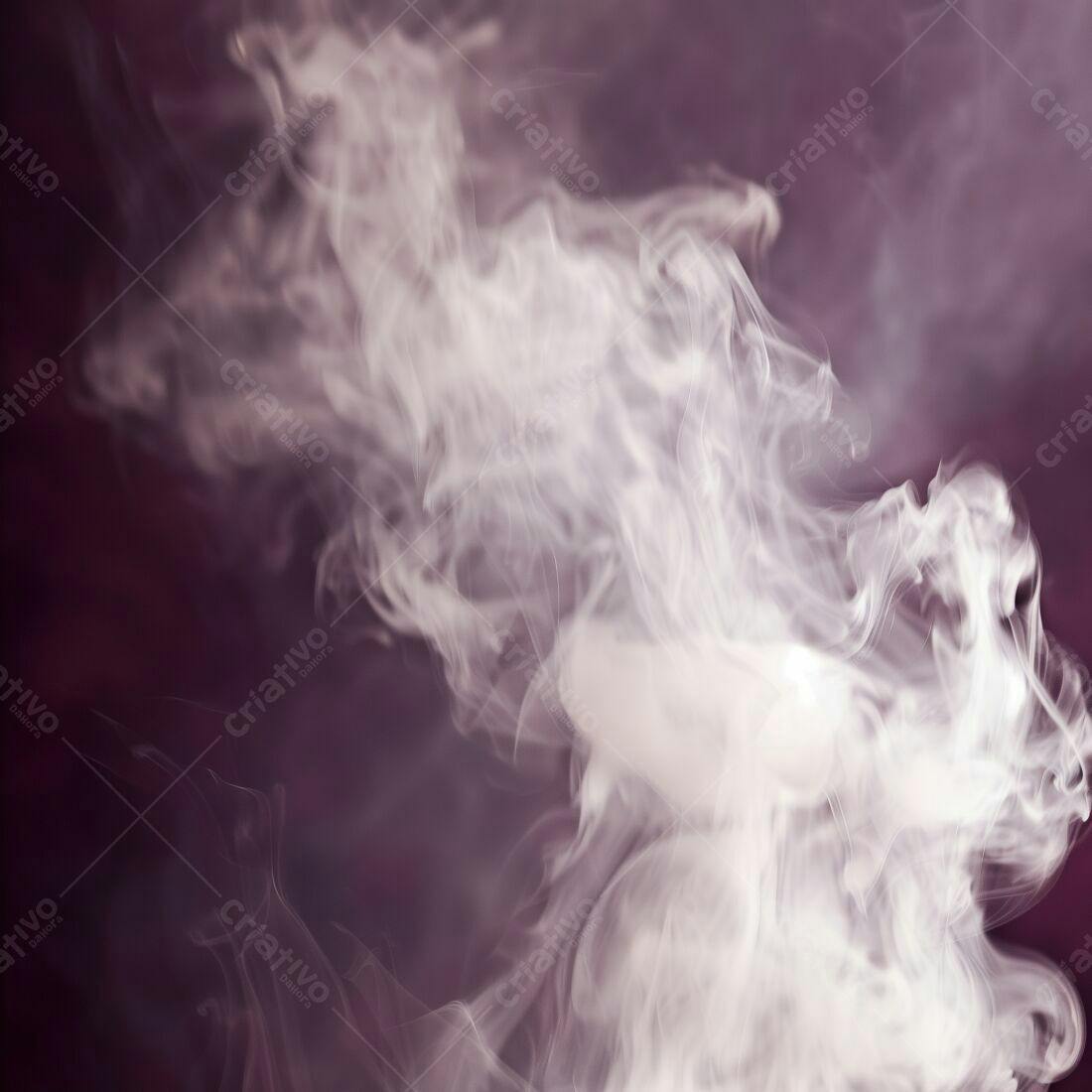 Nuvens de fumaça branca sobre fundo roxo