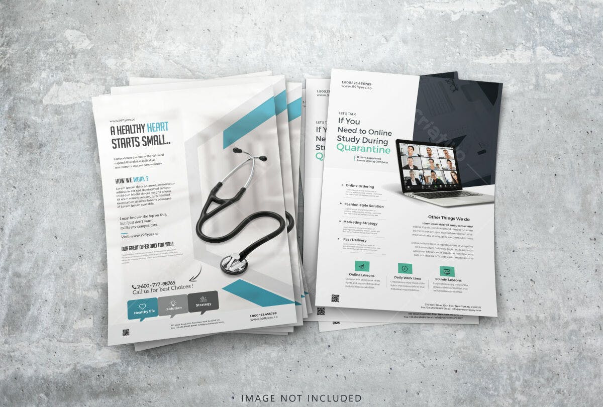Flyer Médico com Estetoscópio PSD Editável