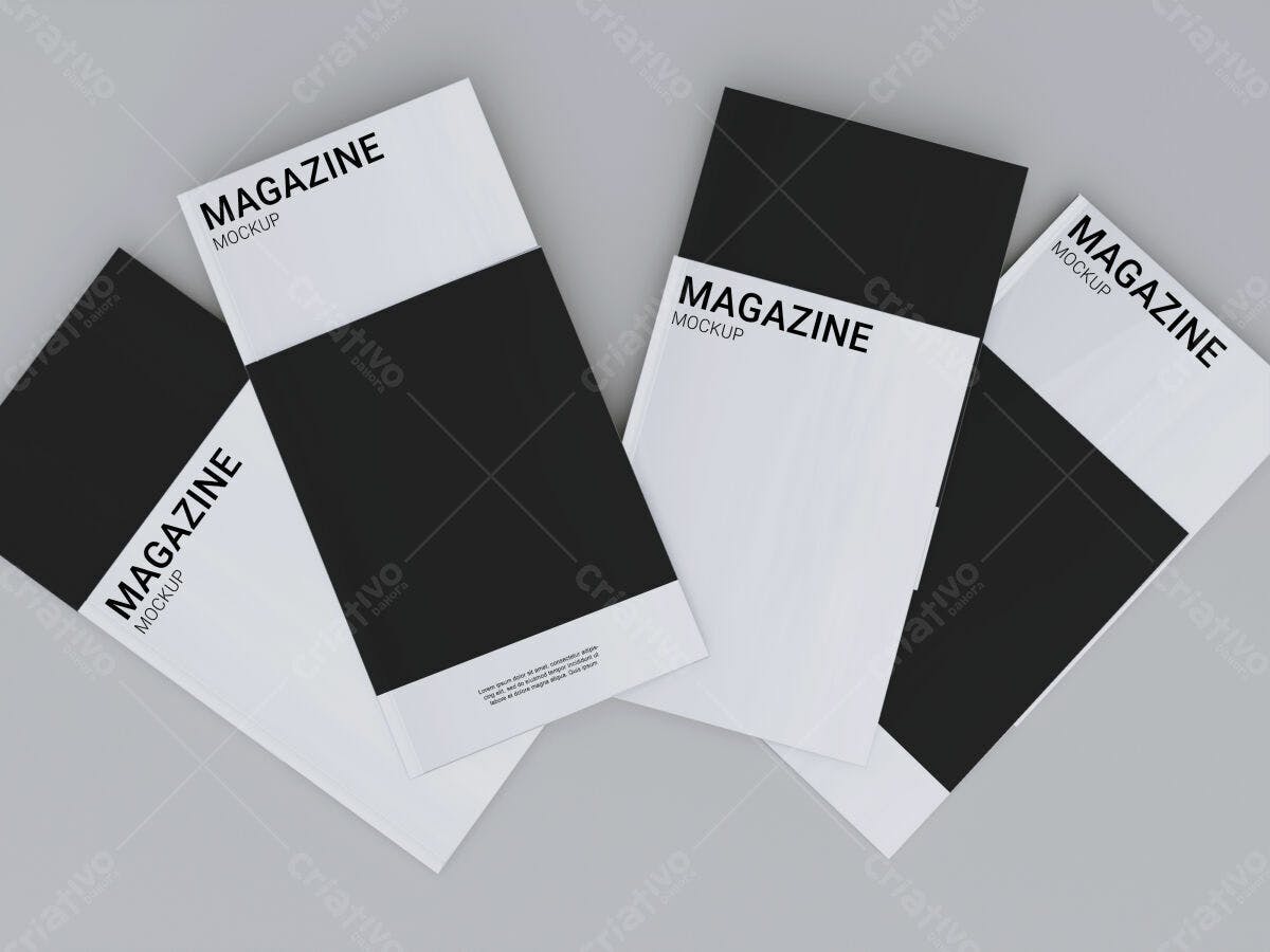 Mockup Revista em Preto e Branco PSD Editável