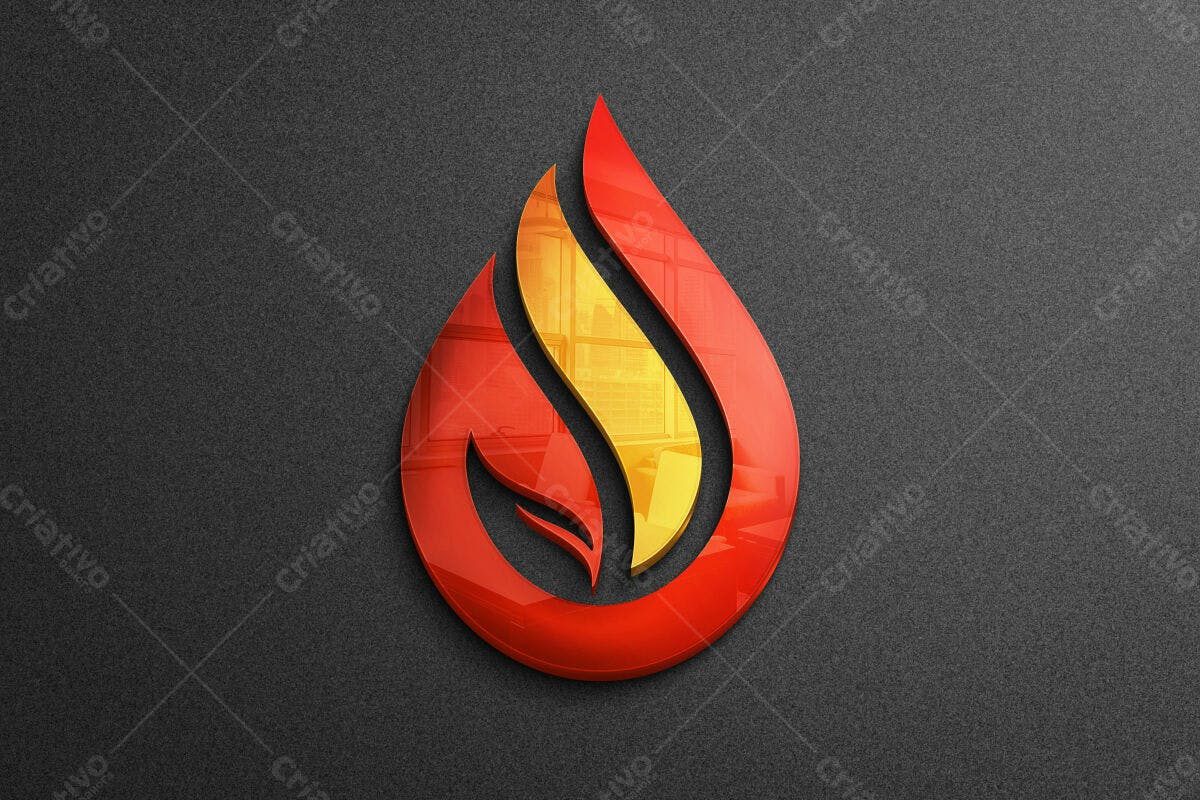 Logo Chamas Vermelhas e Douradas PSD Editável