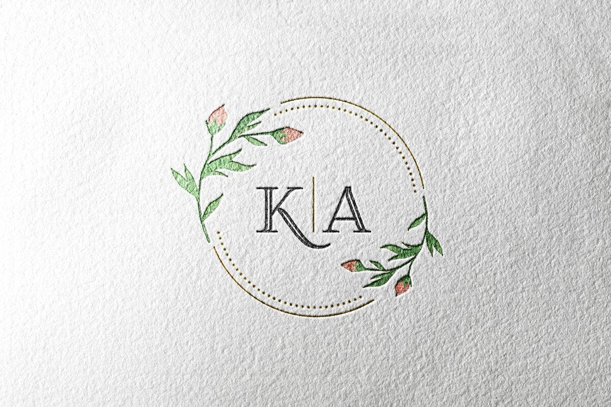 Logo Casamento com Flores PSD Editável