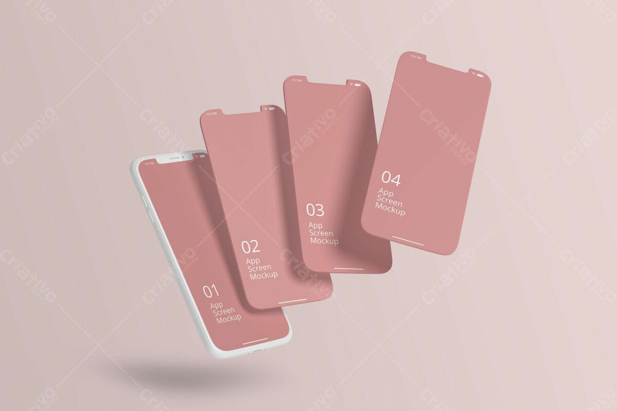 Mockup de Tela de App em Rosa Pastel PSD Editável