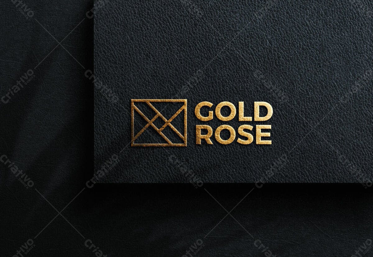 Mockup Logotipo Luxo em Couro Preto e Dourado PSD Editável