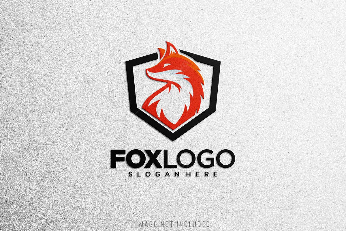 Logo Raposa Vermelha em Escudo PSD Editável