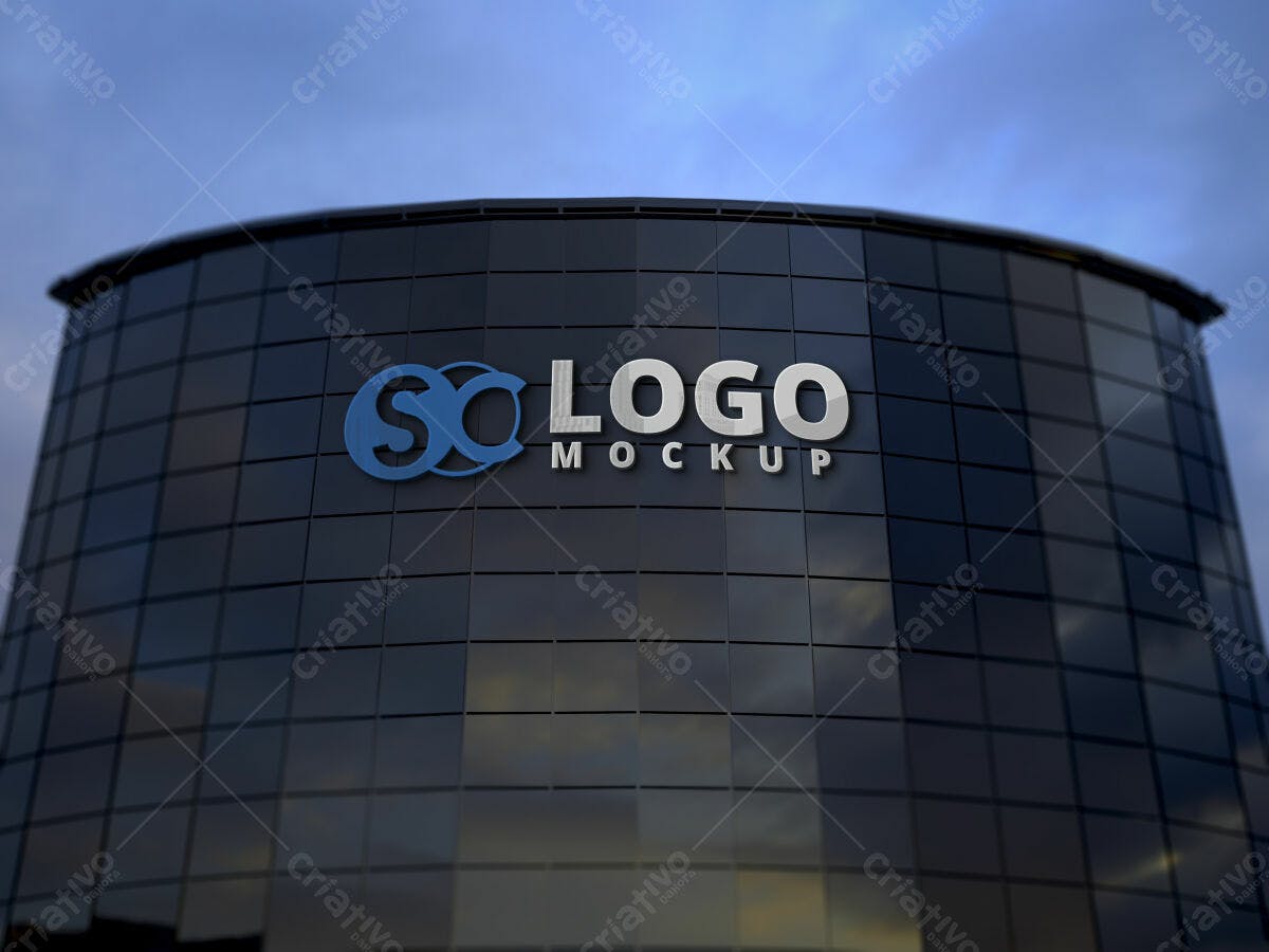 Mockup de Logo para Fachada de Prédio PSD Editável