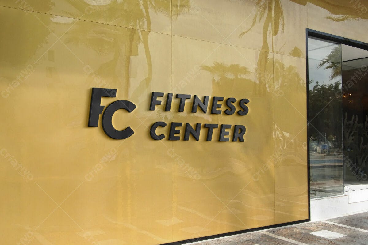 Placa para Academia Fitness Center PSD Editável