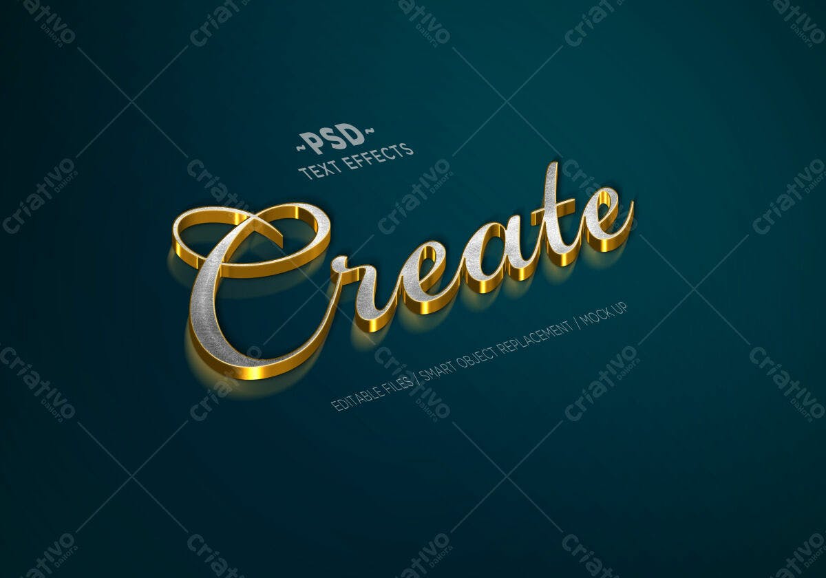 Efeito de Texto 3D Luxuoso em PSD Editável