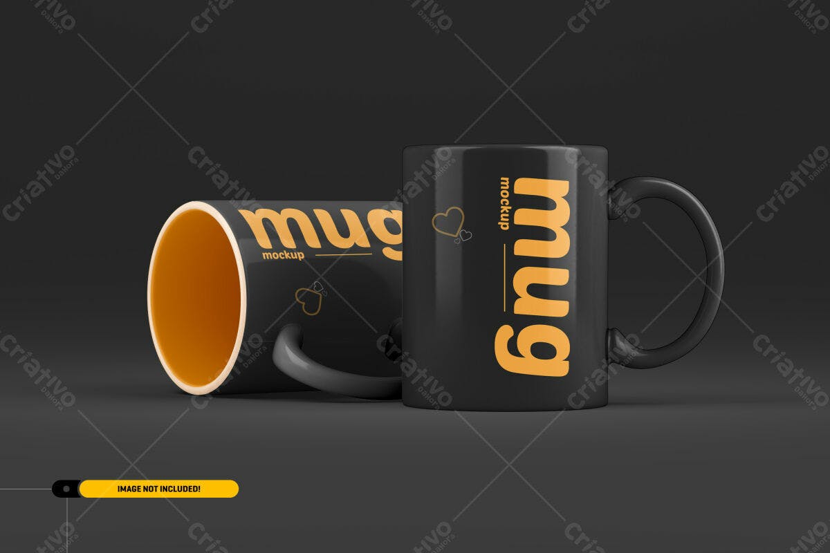 Caneca Preta Minimalista PSD Editável