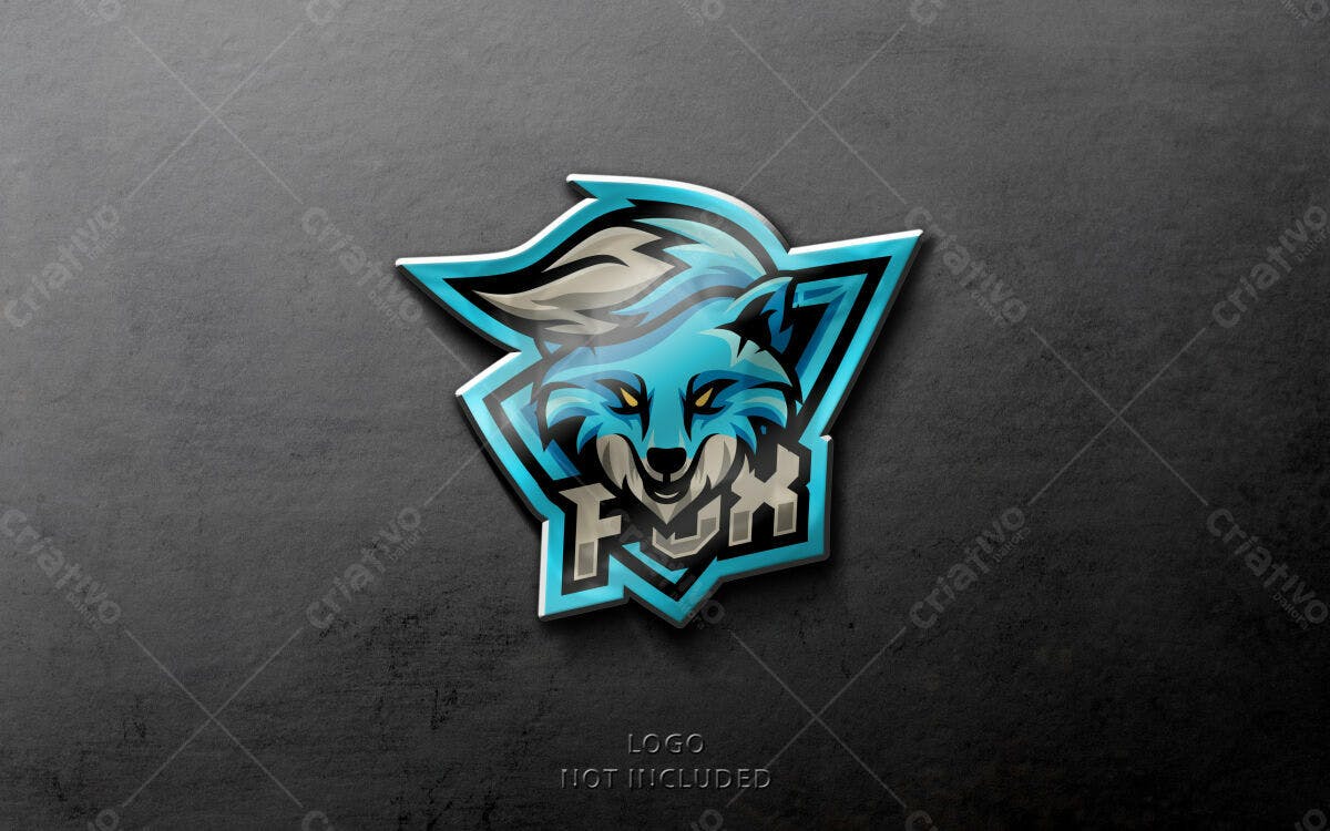 Logo Raposa Azul para E-sports PSD Editável