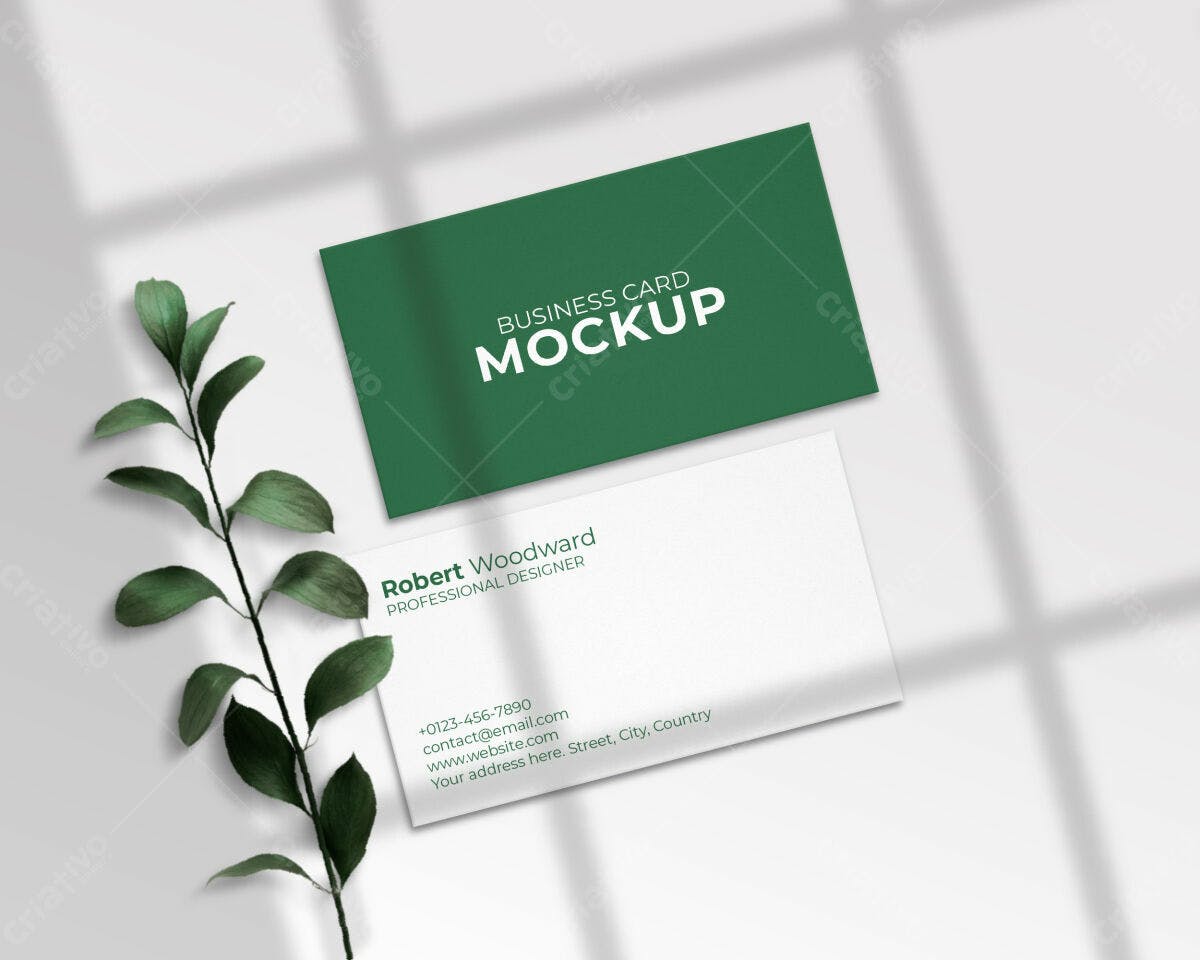 Cartão de Visita Minimalista Verde PSD Editável