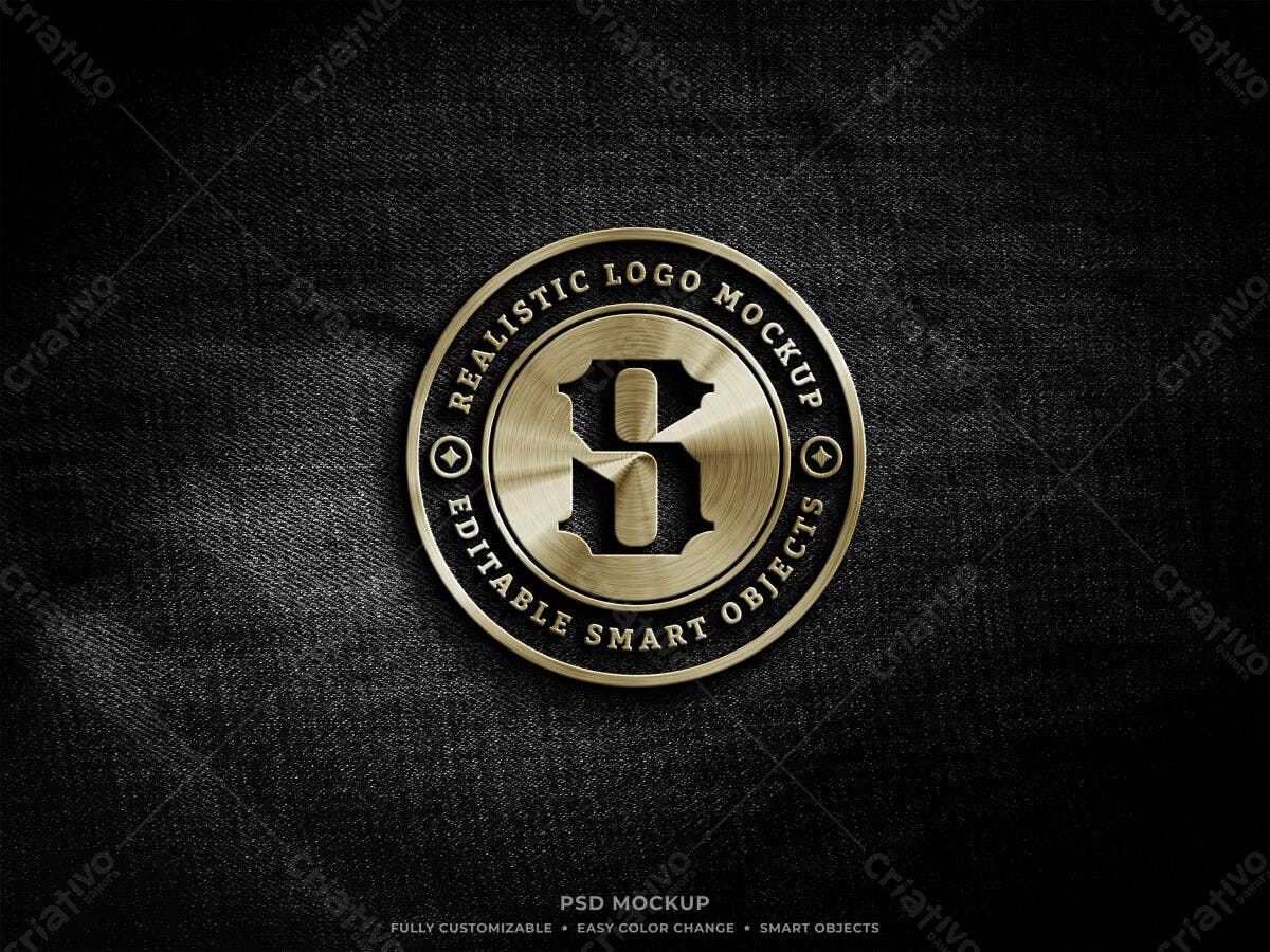 Mockup de Logotipo Metálico Dourado PSD Editável