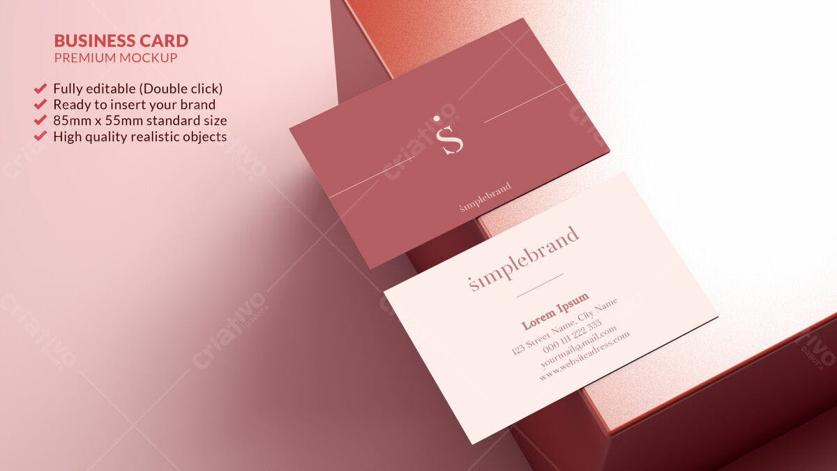 Cartão de Visita Minimalista em Rosa Terra PSD Editável