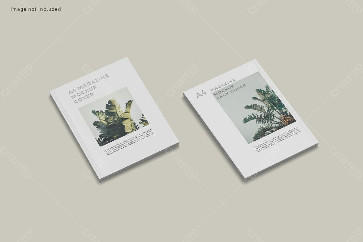 Revista A4 com Folhas de Banana PSD Editável