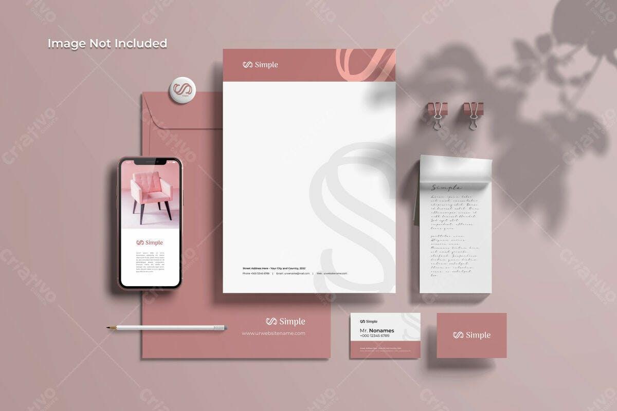Kit Papelaria Rosa para Negócios PSD Editável