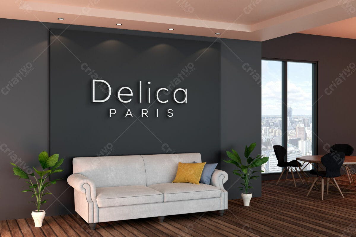 Mockup Sofá Sala Moderna PSD Editável