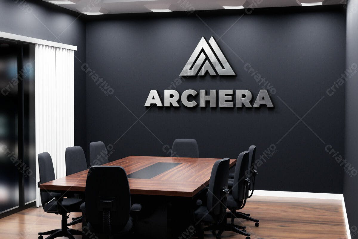 Mockup de Logotipo para Sala de Reuniões PSD Editável