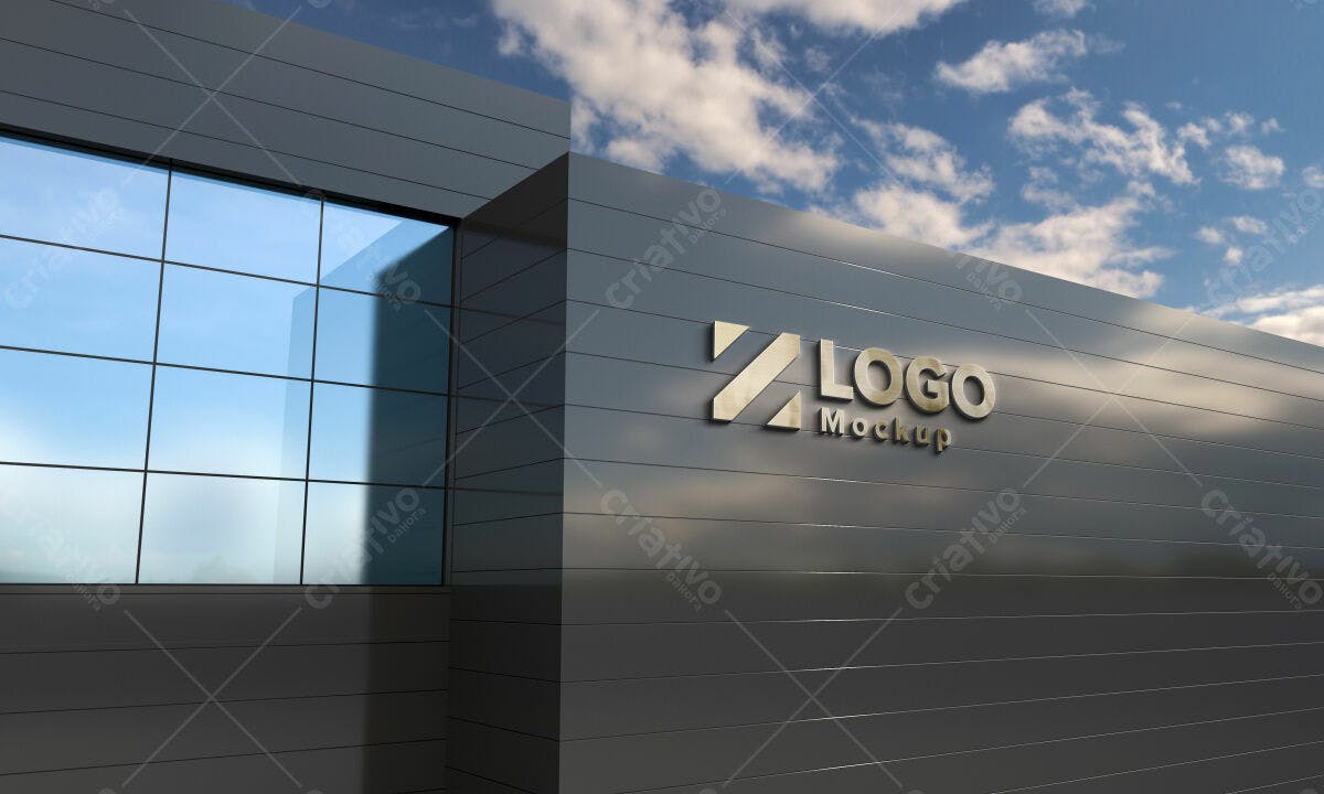Mockup de Logotipo para Fachada de Edifício PSD Editável