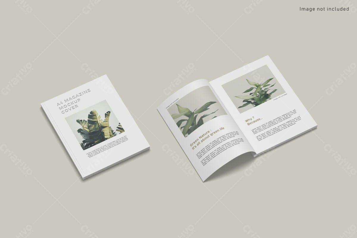 Revista A4 com Fotos de Plantas PSD Editável