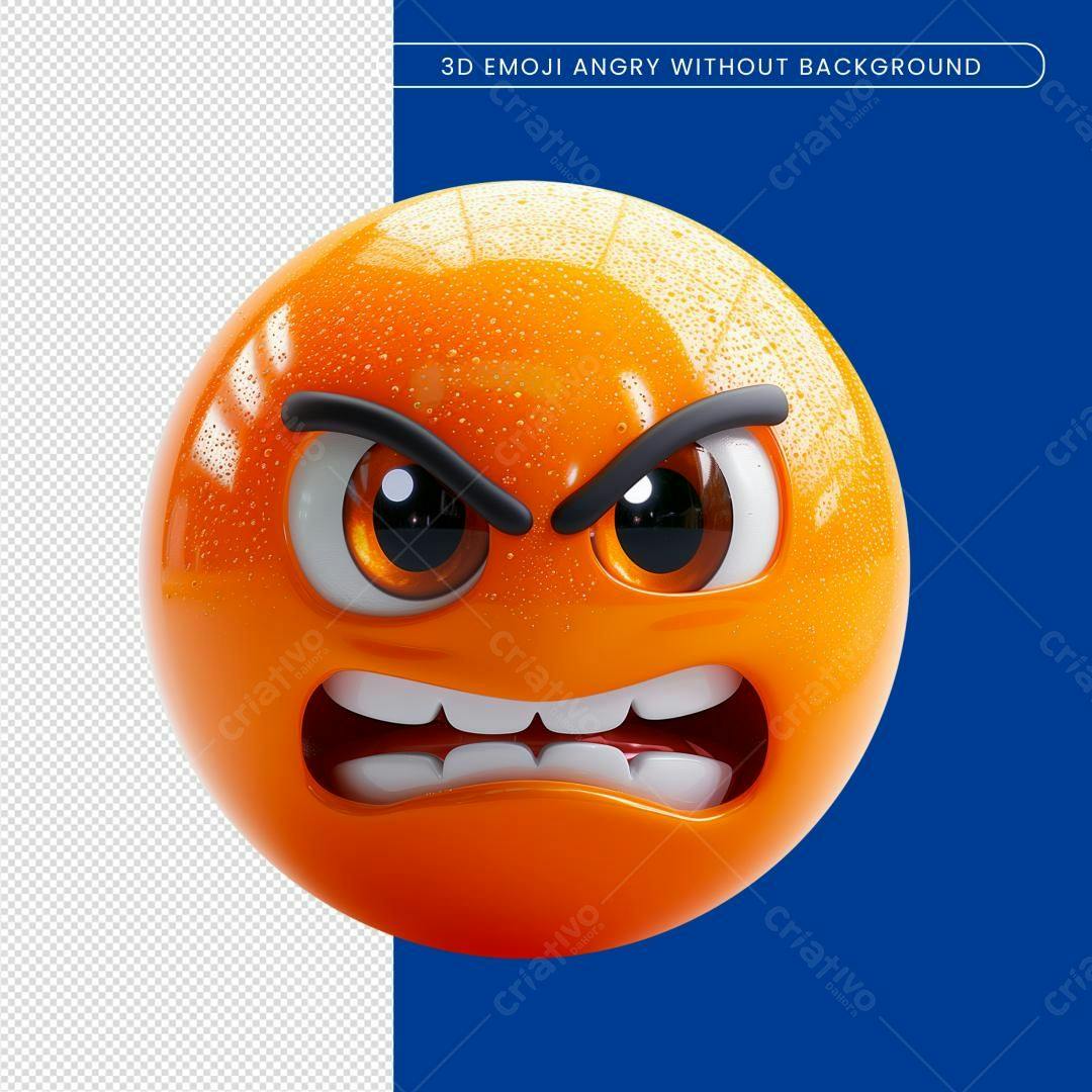 Emoji 3D Bravo PSD Editável