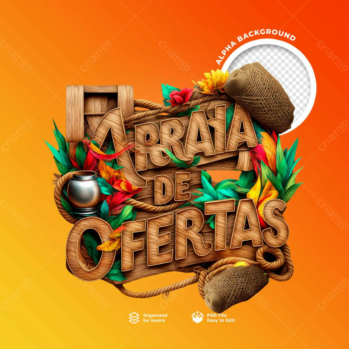 Flyer Arraia de Ofertas PSD Editável