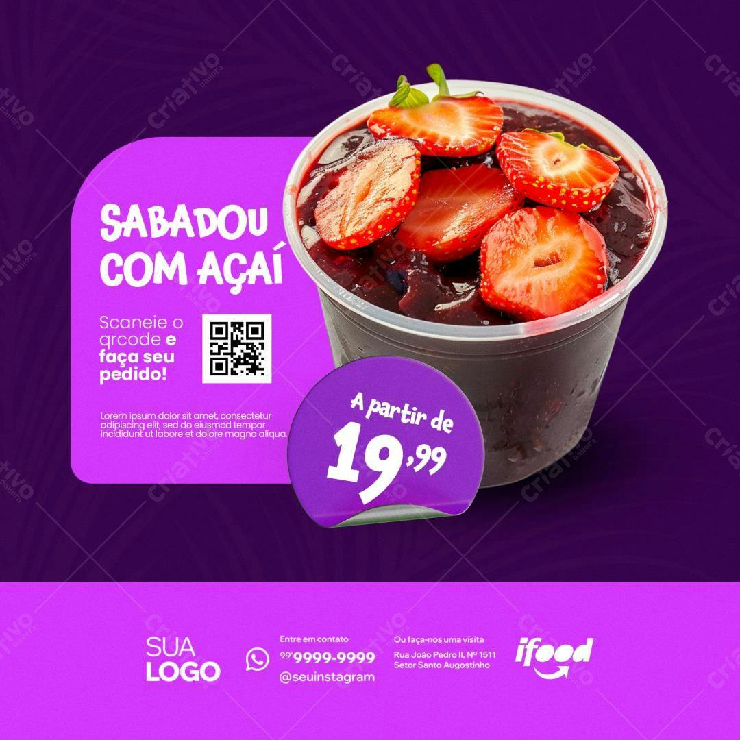 Flyer Sabadou com Açaí PSD Editável
