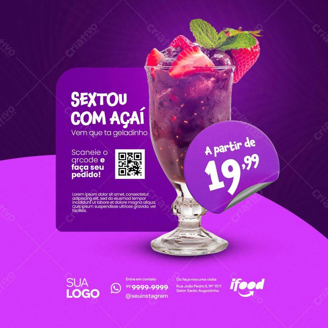 Flyer para Promoção de Açaí PSD Editável
