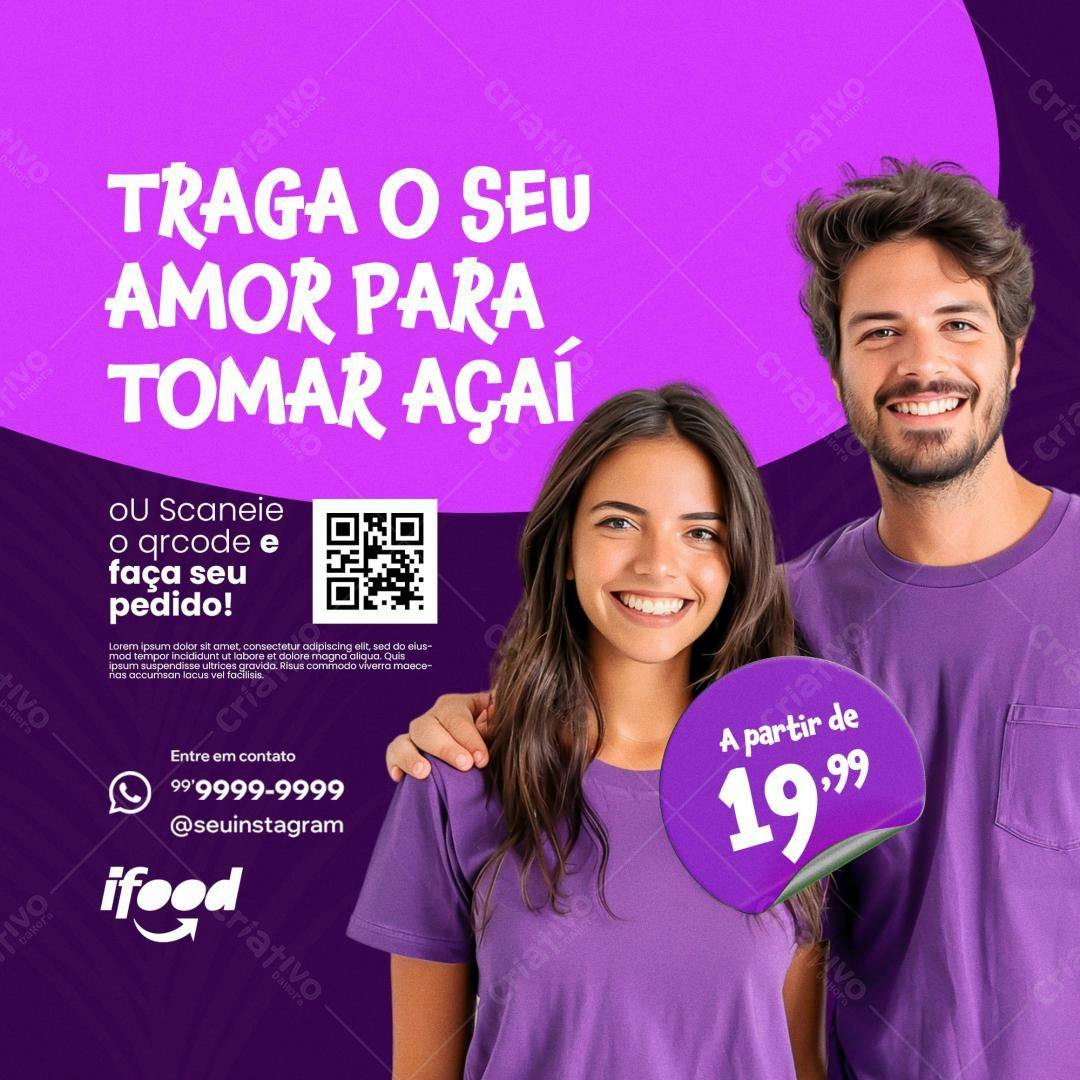 Flyer para Promoção de Açaí PSD Editável