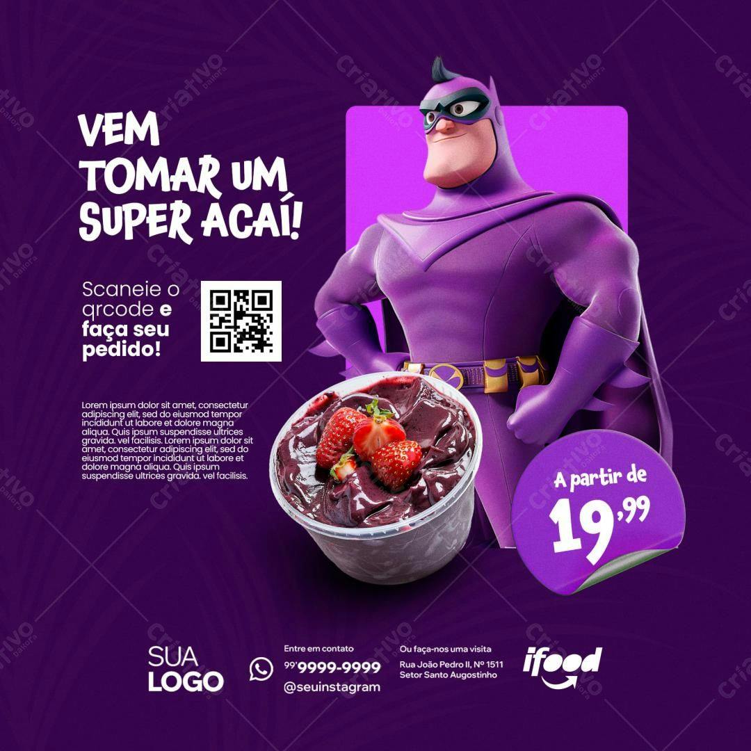 Flyer para Promoção de Açaí PSD Editável